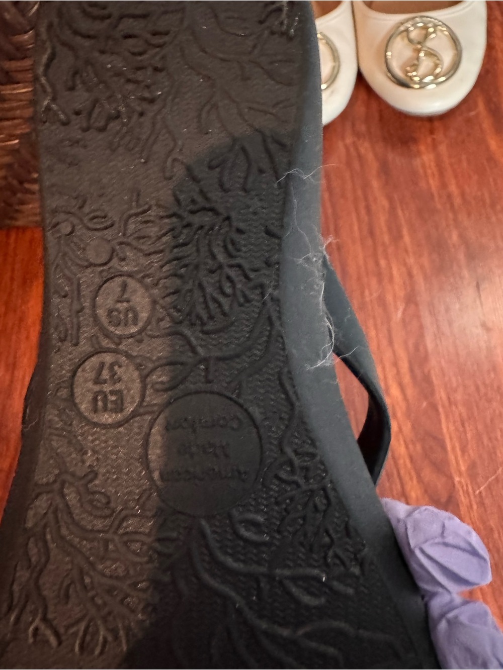 OKA b. Black Flip Flop Sandals with Crystal Medallion - Picture 3 of 3